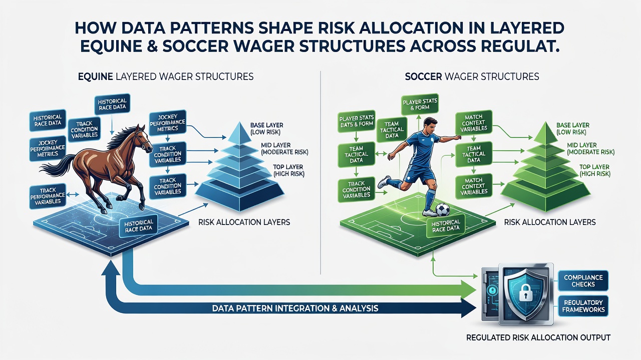 Dashboard screenshot illustrating risk allocation layers between equine and soccer wagers on a regulated betting interface